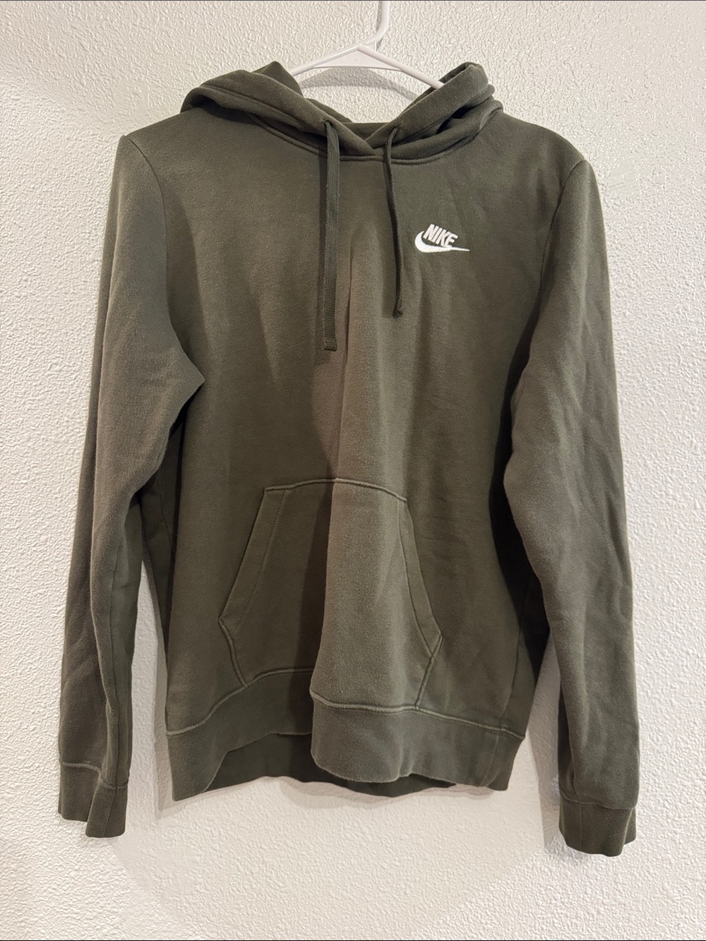 Nike Olive Green Pullover Hoodie with White Logo